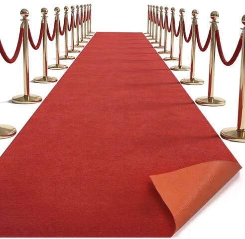 Gold Stanchion Posts & Red Rug
