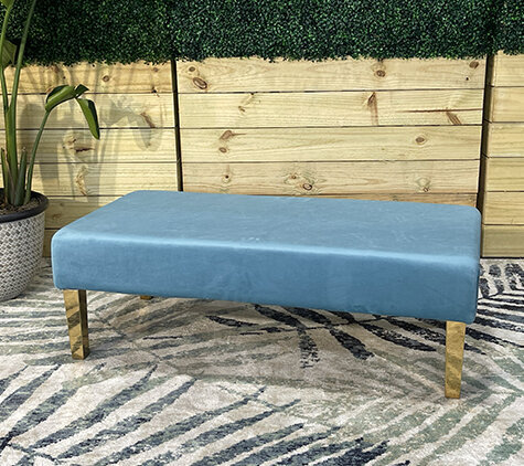 Ottoman - Rose - Gold Legs - Robin Egg Velvet