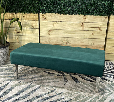 Ottoman - Rose - Silver Legs - Emerald Velvet