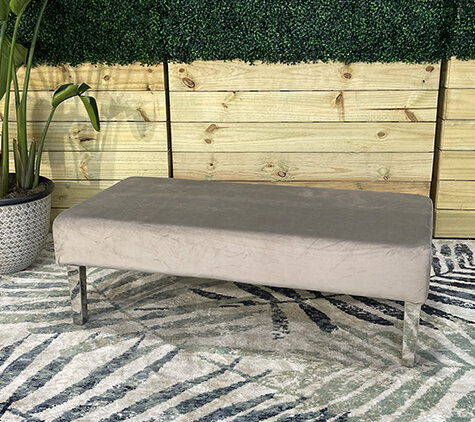 Ottoman - Rose - Silver Legs - Pewter Velvet