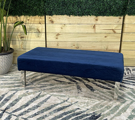Ottoman - Rose - Silver Legs - Sapphire Velvet