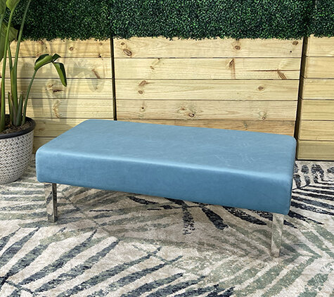 Ottoman - Rose - Silver Legs - Robin Egg Velvet