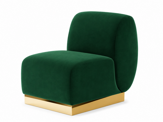 Side Chair - Stella - Gold Legs - Emerald Velvet