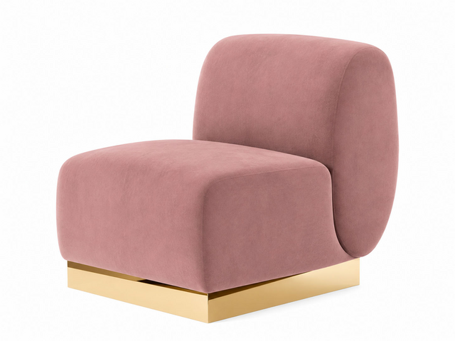 Side Chair - Stella - Gold Legs - Rose Velvet