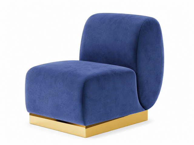 Side Chair - Stella - Gold Legs - Sapphire Velvet