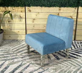 Side Chair - Rose - Silver Legs - Robin Egg Velvet
