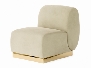Side Chair - Stella - Gold Legs - Ivory Velvet