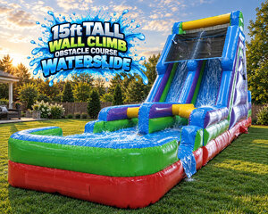 15ft Tall Wall Climb Obstacle Course Waterslide