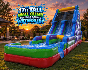 17ft Tall Wall Climb Obstacle Course Waterslide