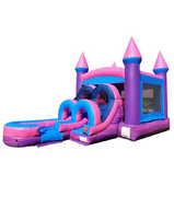 Pink Water Slide Bounce House Combo Dry