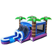 Tropical Blue Water Slide Bounce House Combo Dry