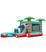 Tropical Red Marble Water Slide Bounce House Combo Dry