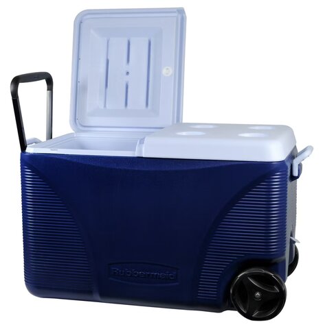 71L Rolling Cooler White/Blue