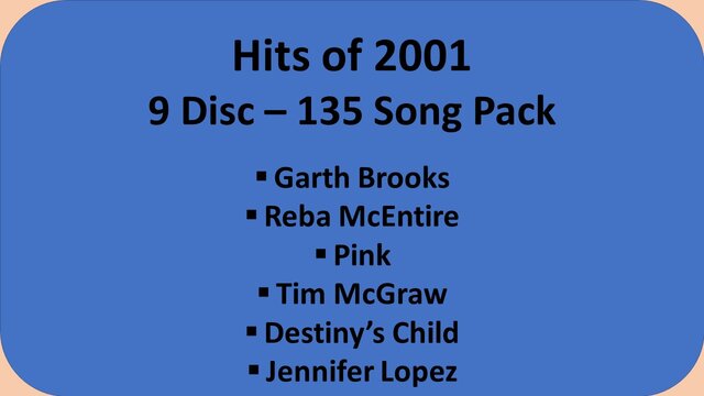 Hits of 2001 Karaoke Music Pack