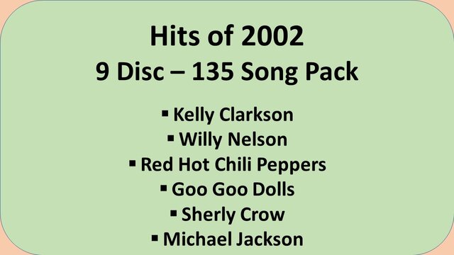 Hits of 2002 Karaoke Music Pack