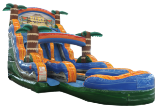 18' Tiki Plunge Dual Lane Waterslide w/ Inflated Pool