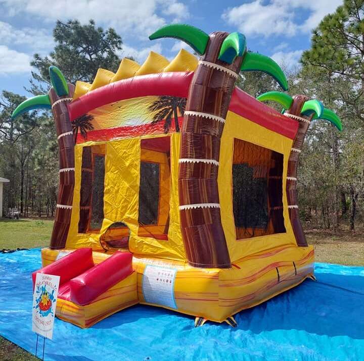 Colorful inflatable bounce house rental by Sunny Inflatables in Florida