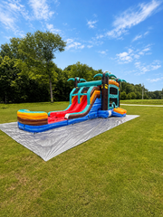 Tropical Combo Bounce House Double Lane Slide 