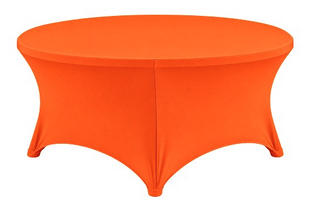 Orange 60" round Spandex fitted Linen