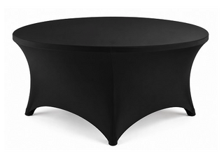 Black 60" round Spandex fitted Linen