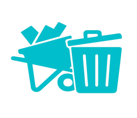 Wheelbarrow and trash bin icon Wheelbarrow and trash bin icon
