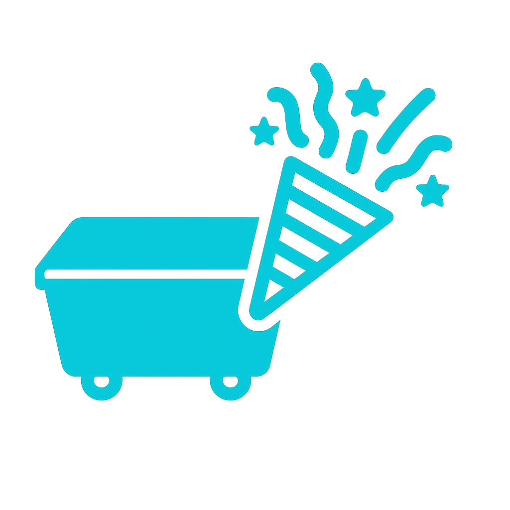 Dumpster and party items icon