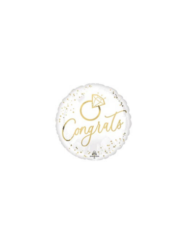White Gold Wedding Congrats Foil Balloon