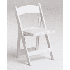 Chair, White Padded Folding