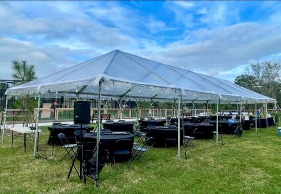 Clear Top Event Tent Setup with Tables and Chairs by Treasure Coast Party Rentals Clear Top Event Tent Setup with Tables and Chairs by Treasure Coast Party Rentals