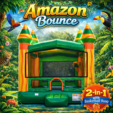 Amazon Bounce House Rental with Basketball Hoop 2-in-1 Inflatable