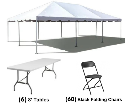 20' x 30' Tent Package (6 Tables, 60 Chairs)