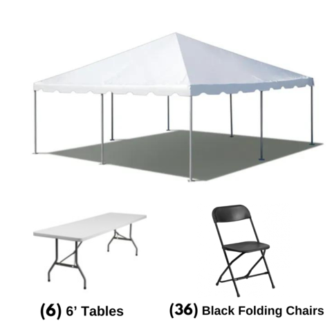 20' x 20' Tent Package (6 Tables, 36 Chairs)