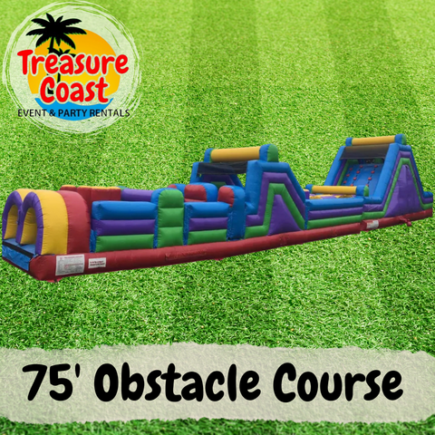 75' Dual Lane Mega Obstacle Course w/ Rock Climb Slide