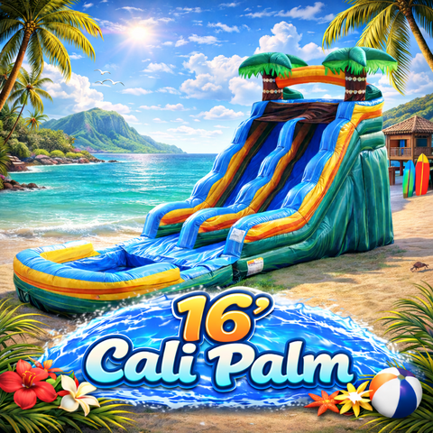 16' Cali Palm Inflatable Water Slide Rental w/ Splash Pool