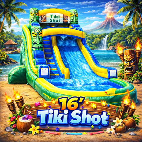 16' Tiki Shot Inflatable Water Slide Rental w/ Splash Pool
