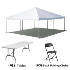 20' x 20' Tent Package (4 Tables, 40 Chairs)