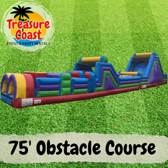 75' Dual Lane Mega Obstacle Course w/ Rock Climb Slide