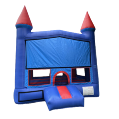 Red and Blue Castle Bounce House 2-in-1 w/ Basketball Hoop
