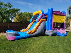 Mega Marble Bounce House Slide Combo (Wet/Dry) 3-in-1 w/ Basketball Hoop