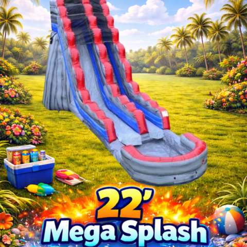 22' Mega Splash Inflatable Water Slide Rental w/ Splash Pool