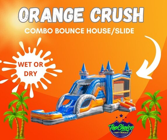 33x13 WET ORANGE CRUSH COMBO BOUNCE HOUSE AND SLIDE