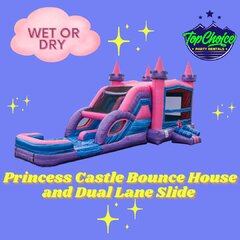 33x13 WET Princess Castle Combo Bounce House and Dual Lane WATER Slide
