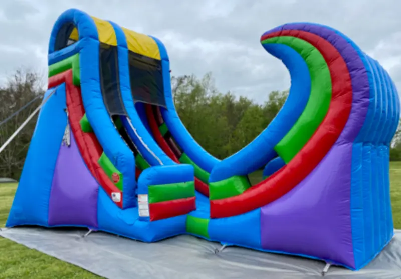 22 foot Rampage water slide set up on grass