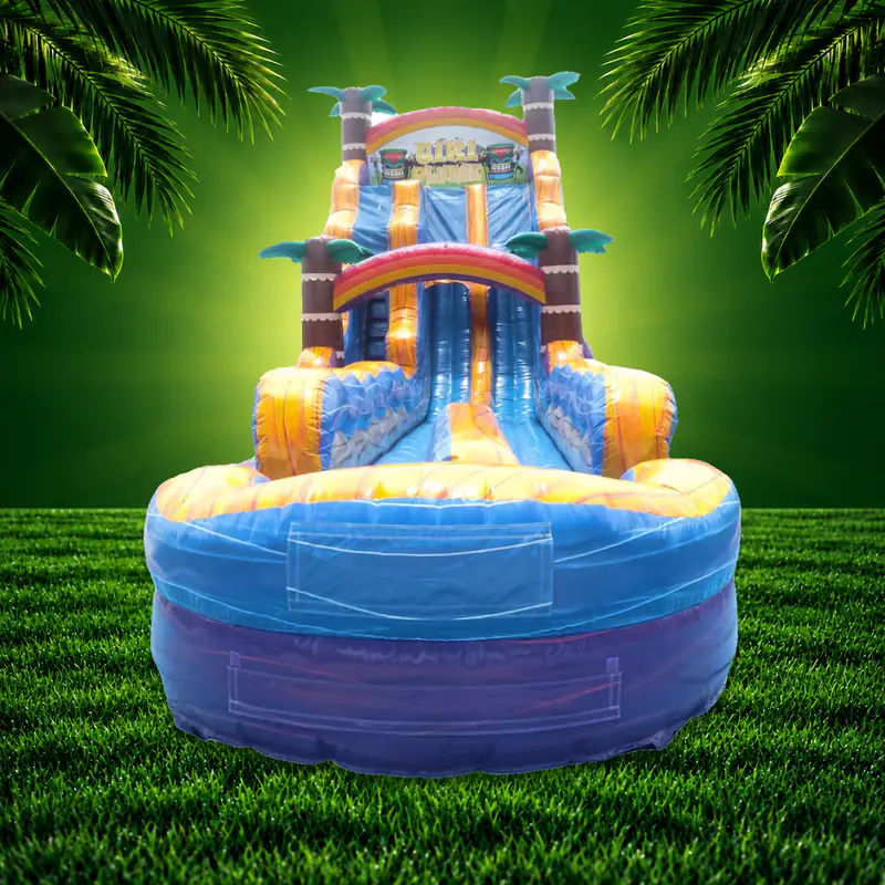 The 22 foot Double Lane Tiki Plunge water slide