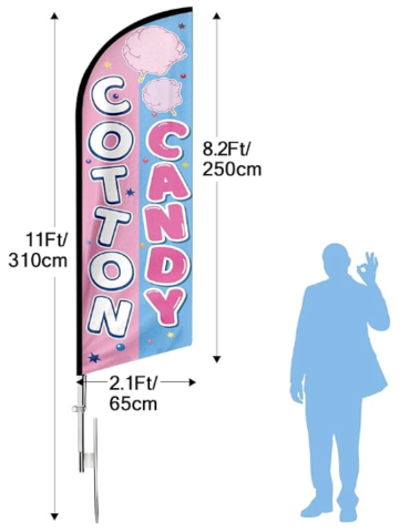 8' Cotton Candy Flag w/ 11' Pole & Bag