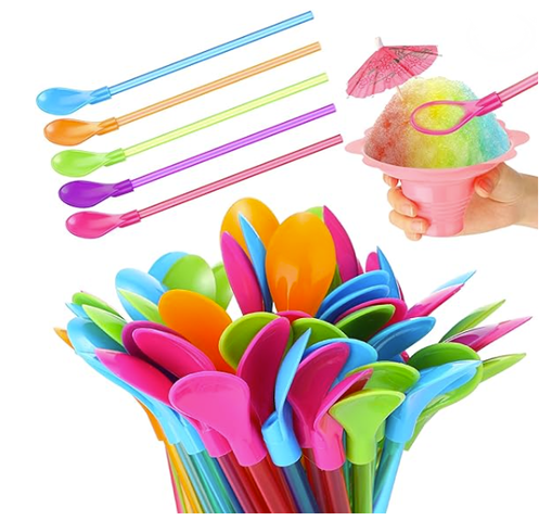 Hard Plastic Detachable Spoon-Straws (100 ct)