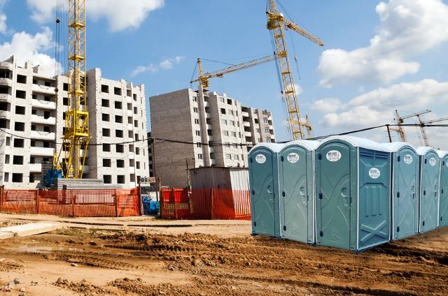 Construction Porta Potty Rentals at a construction site in Clinton Township