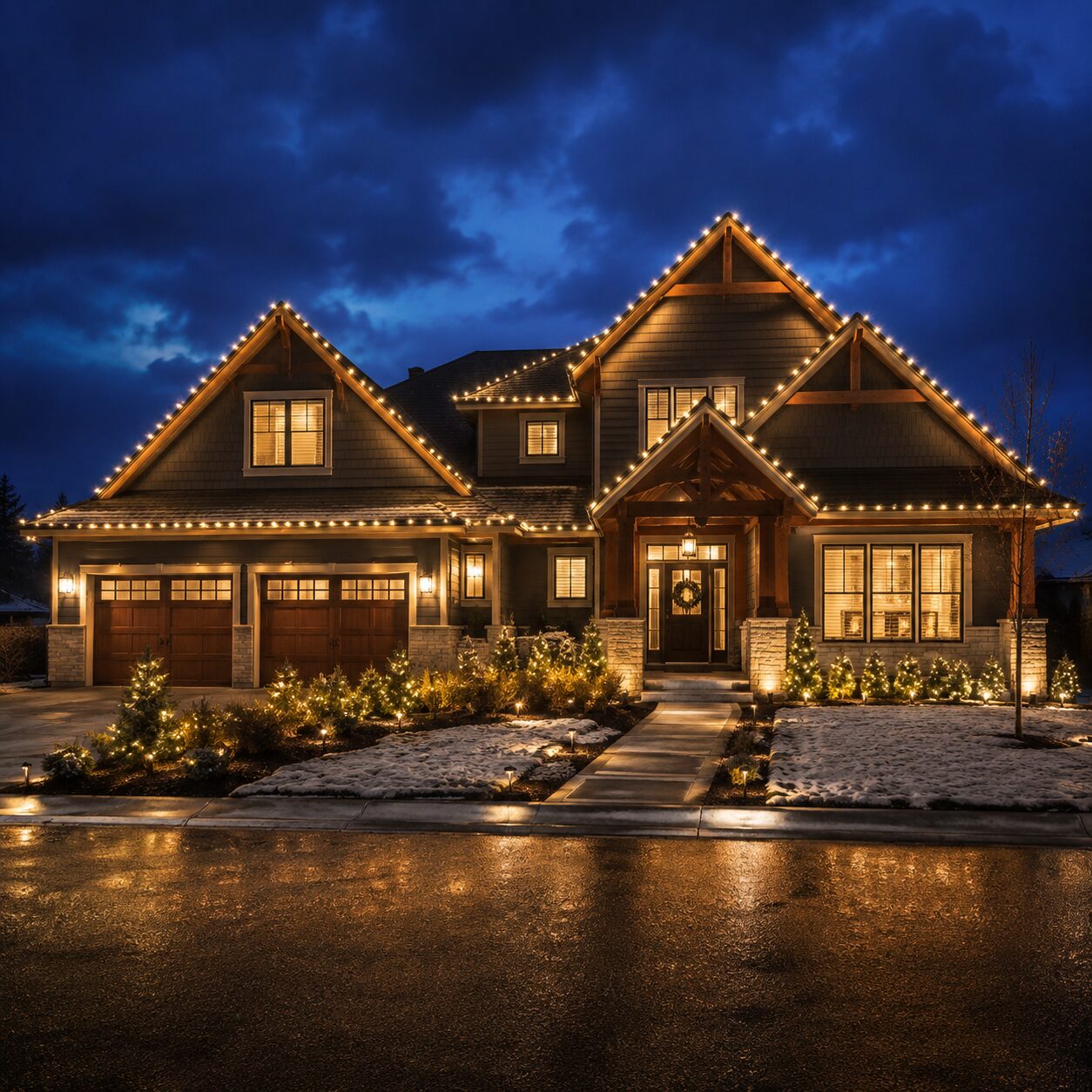 Craftsman home Christmas light installation in Grand Rapids