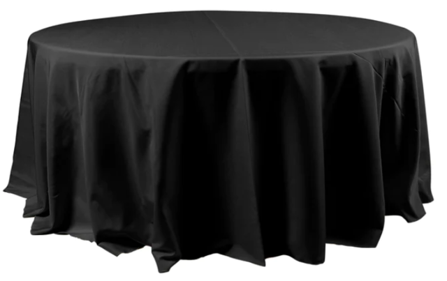 Black Round Polyester Linen Table Clothes with Floor Drop