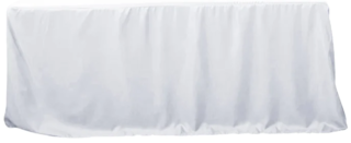 White 8ft Polyester Linen Table Clothes with Floor Drop